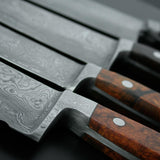 Güde Franz Güde Series 12.5-inch Damascus steel bread knife, hand-wash desert ironwood handle shaped for a comfortable grip