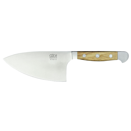 Gude Alpha Olive Series Forged Double Bolster Herb Knife 5-in, Olivewood Handle