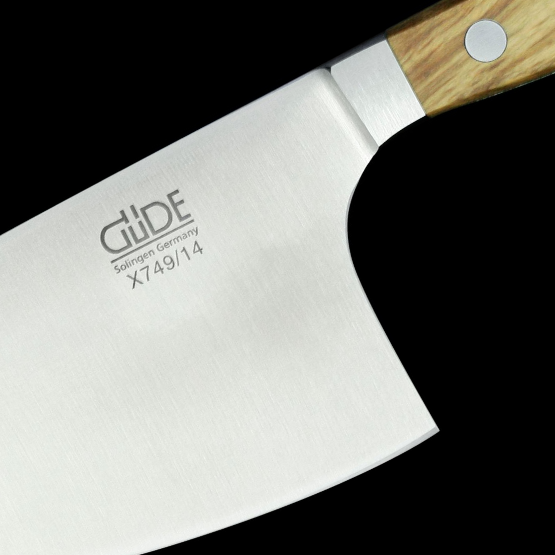 Gude Alpha Olive Series Forged Double Bolster Herb Knife 5", Olivewood Handle - GuedeUSA
