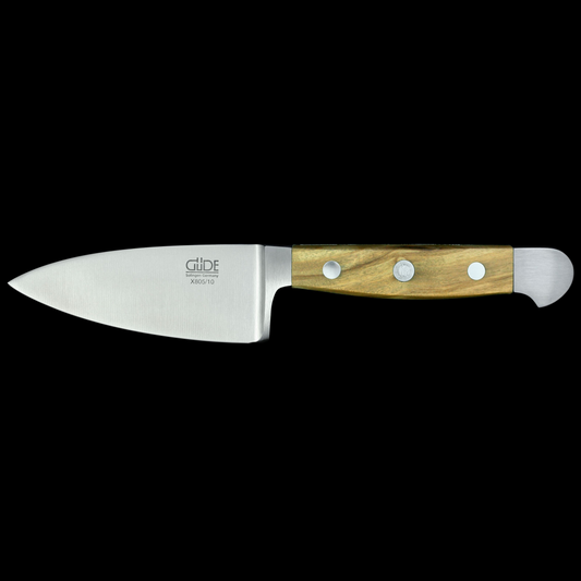 Gude Alpha Olive Series Forged Double Bolster Hard Cheese Knife 3", Olivewood Handle - GuedeUSA