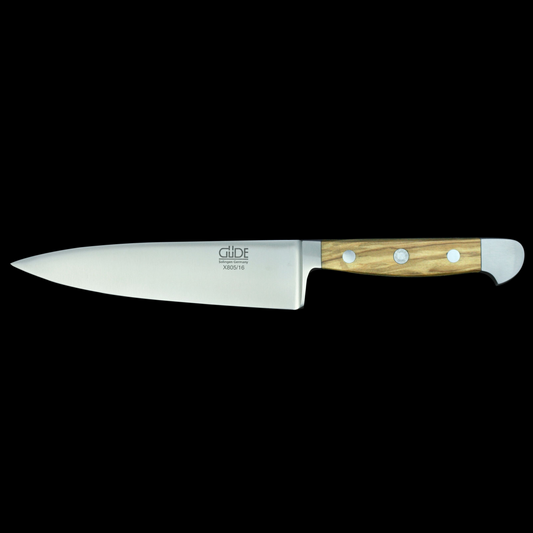 Gude Alpha Olive Series Forged Double Bolster Chef Knife 6", Olivewood Handle - GuedeUSA