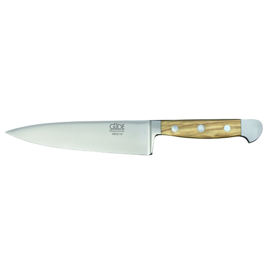 Gude Alpha Olive Series Forged Double Bolster Chef Knife 6-in, Olivewood Handle