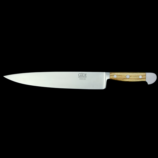 Gude Alpha Olive Series Forged Double Holster Chef Knife 10", Olivewood Handle - GuedeUSA