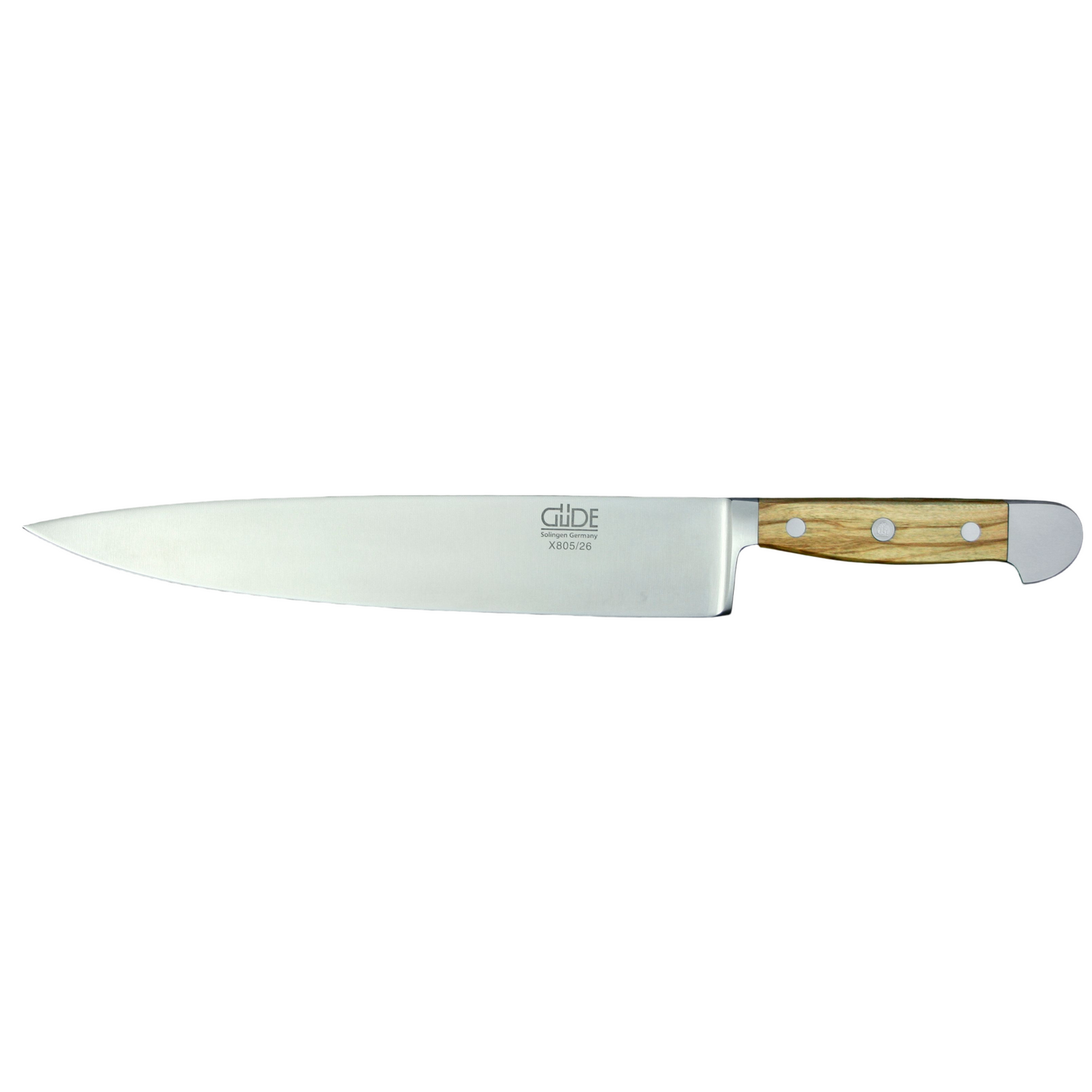 Gude Alpha Olive Series Forged Double Bolster Chef Knife 10-in, Olivewood Handle