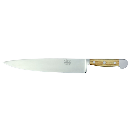 Gude Alpha Olive Series Forged Double Bolster Chef Knife 10-in, Olivewood Handle