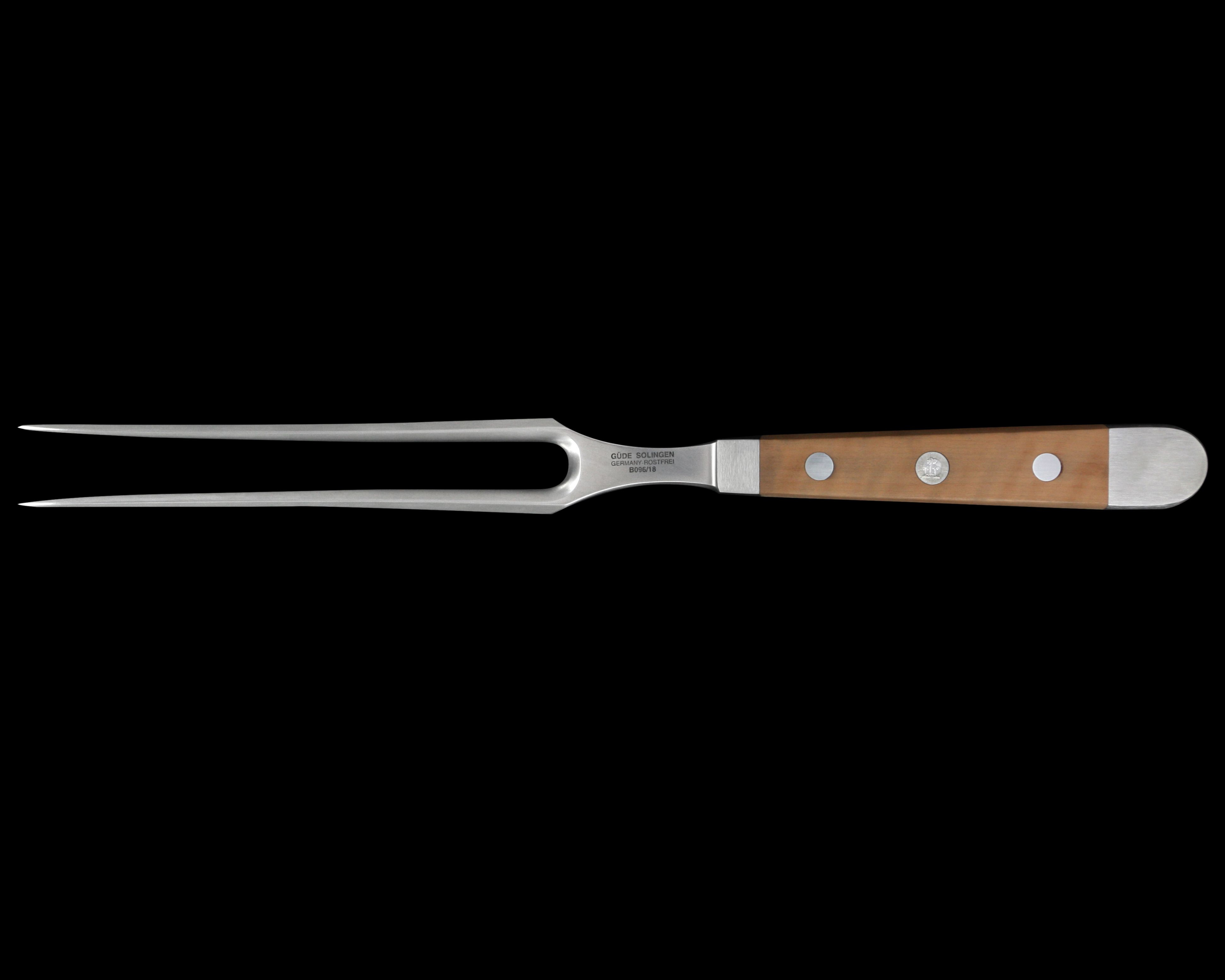 Güde Alpha Pear Series 7-inch meat fork with luxury pear wood handle