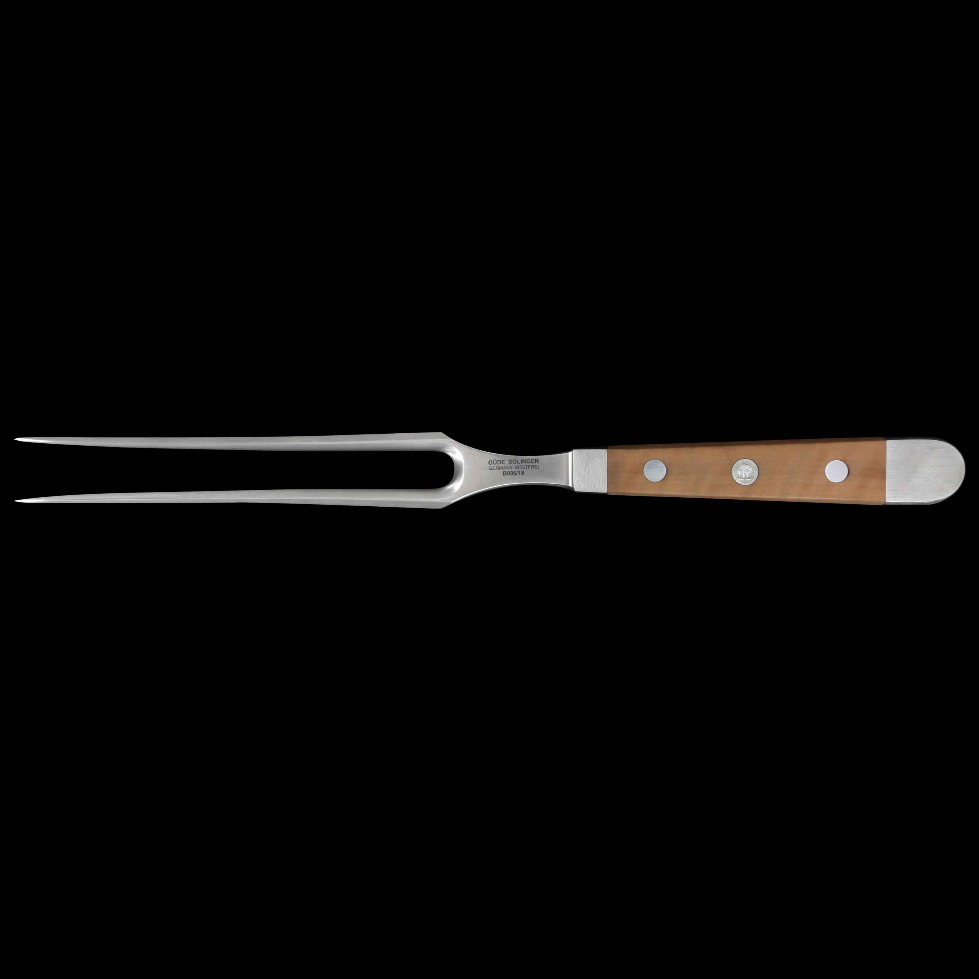 Güde Alpha Pear Series 7-inch meat fork with luxury pear wood handle