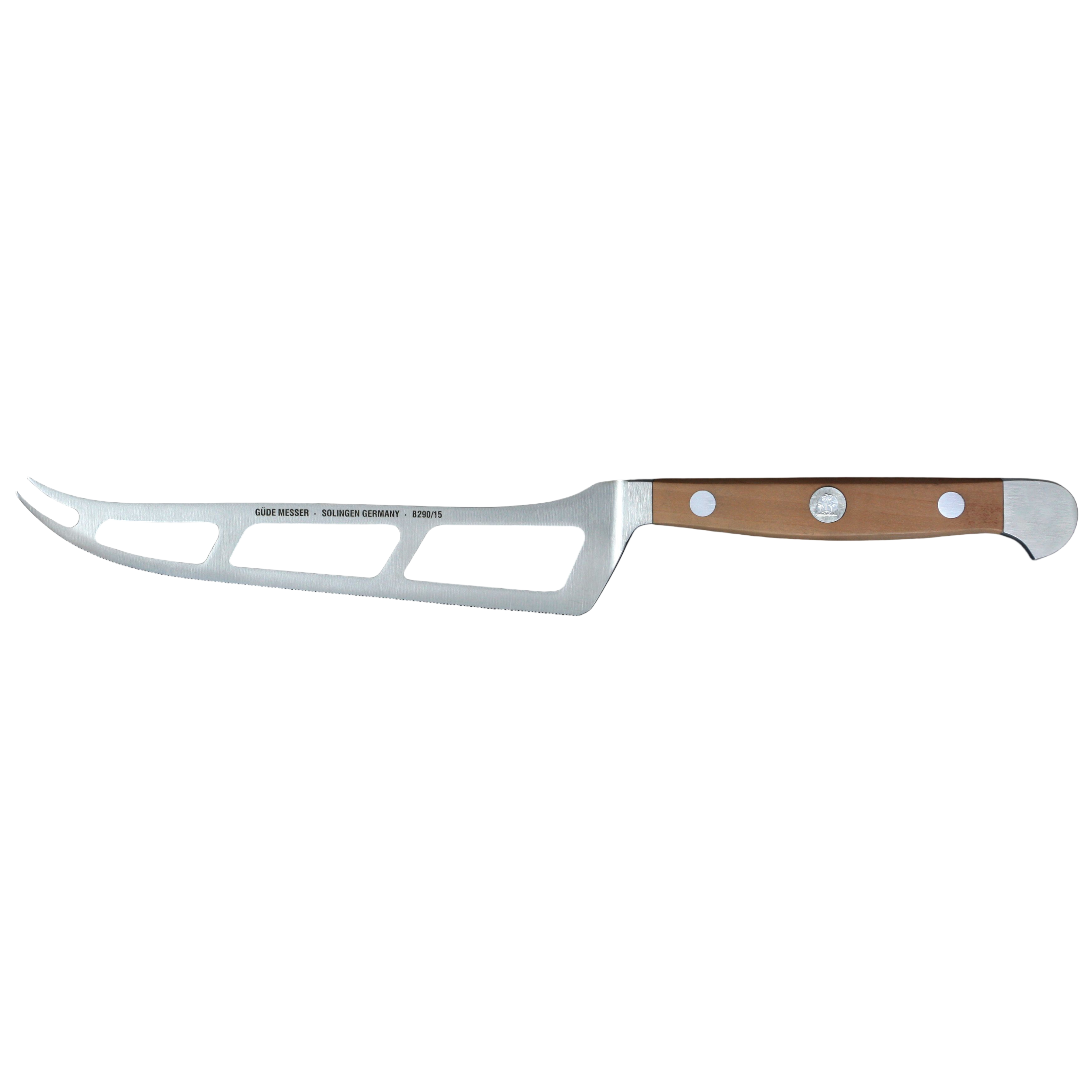 Gude Alpha Pear Series Forged Double Bolster Cheese Knife 6-in, Luxury Pear Wood Handle - Gude Shop USA