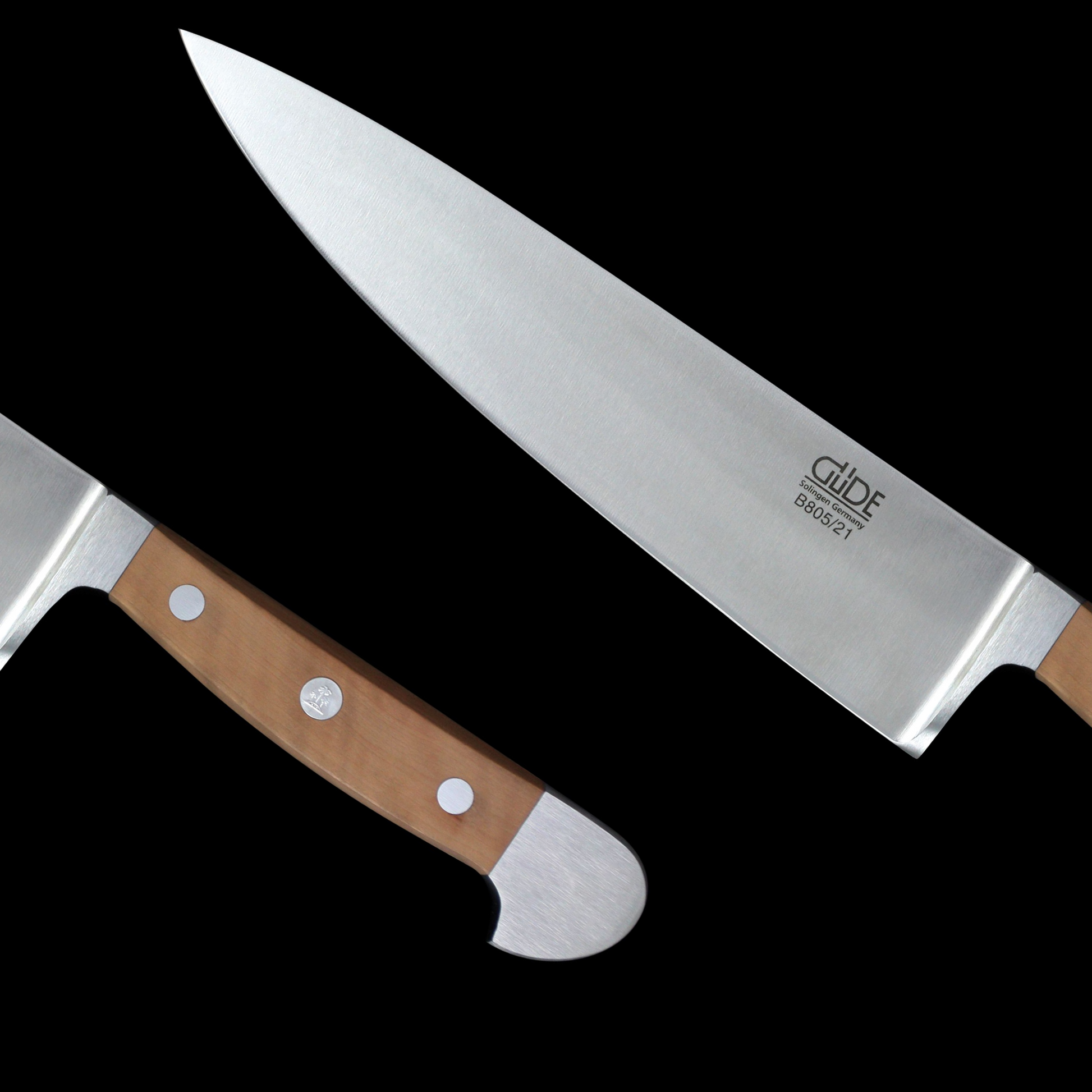 Gude Alpha Birne Series Forged Double Bolster Chef's Knife 8", Pearwood Handle - GuedeUSA