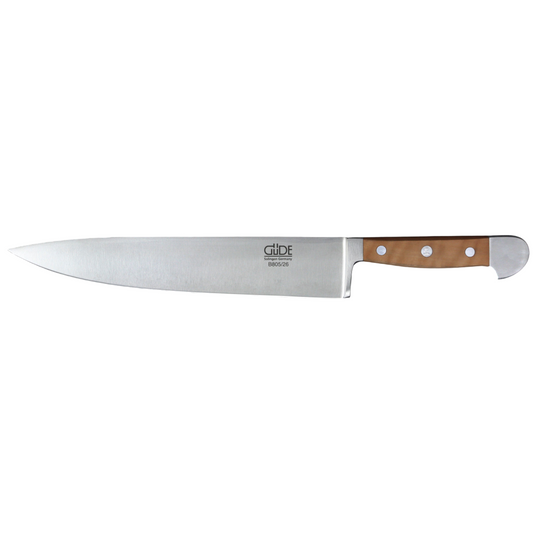 Gude Alpha Pear Series Forged Double Bolster Chef's Knife 10-in, Luxury Pear Wood Handle