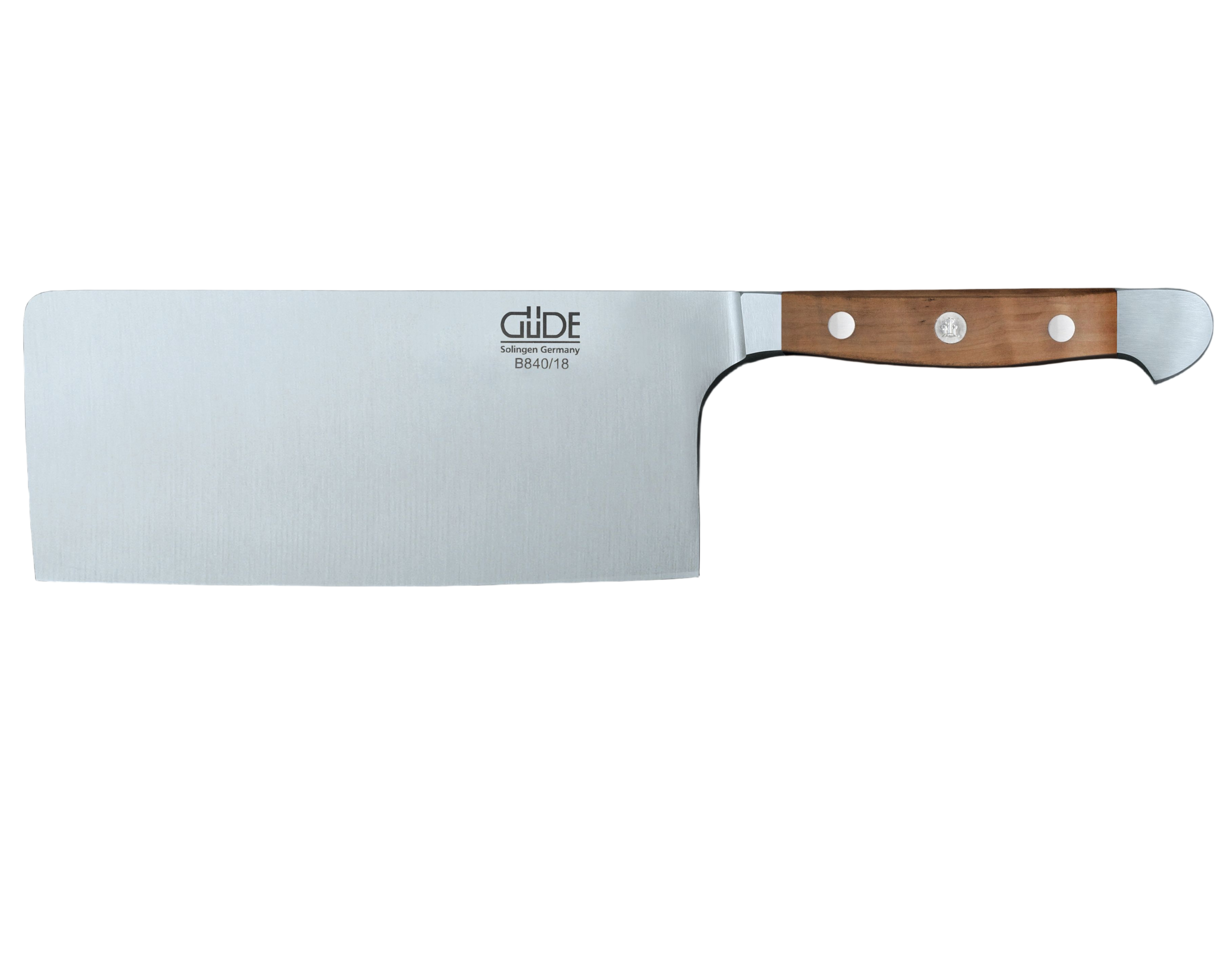 Gude Alpha Pear Series Forged Double Bolster Cleaver 7-in / 10.5-oz, Luxury Pear Wood Handle - Gude Shop USA