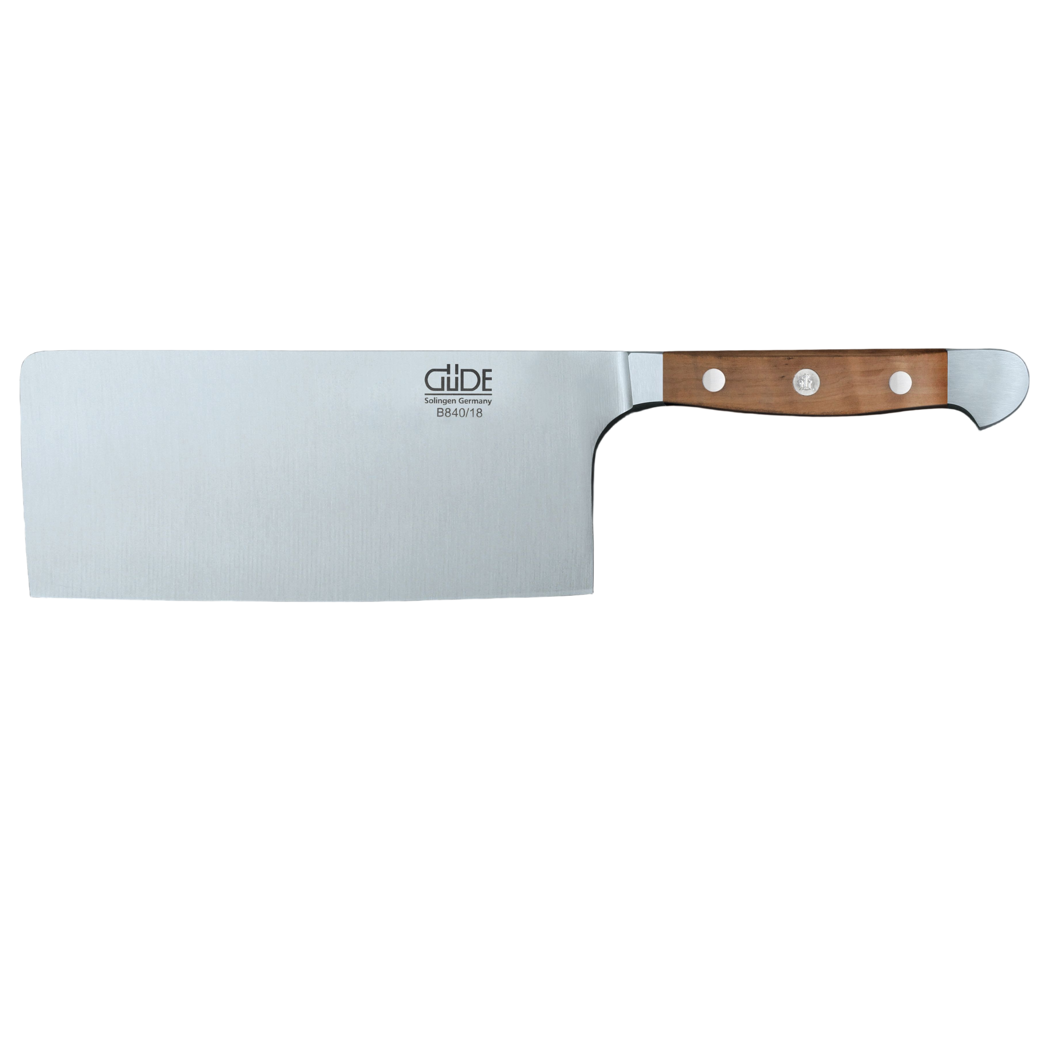 Gude Alpha Pear Series Forged Double Bolster Cleaver 7-in / 10.5-oz, Luxury Pear Wood Handle - Gude Shop USA
