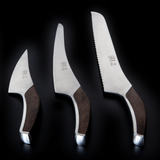 Gude Synchros Series Forged Bread Knife 12", Flamed Oakwood Handle and Serrated Blade - GuedeUSA