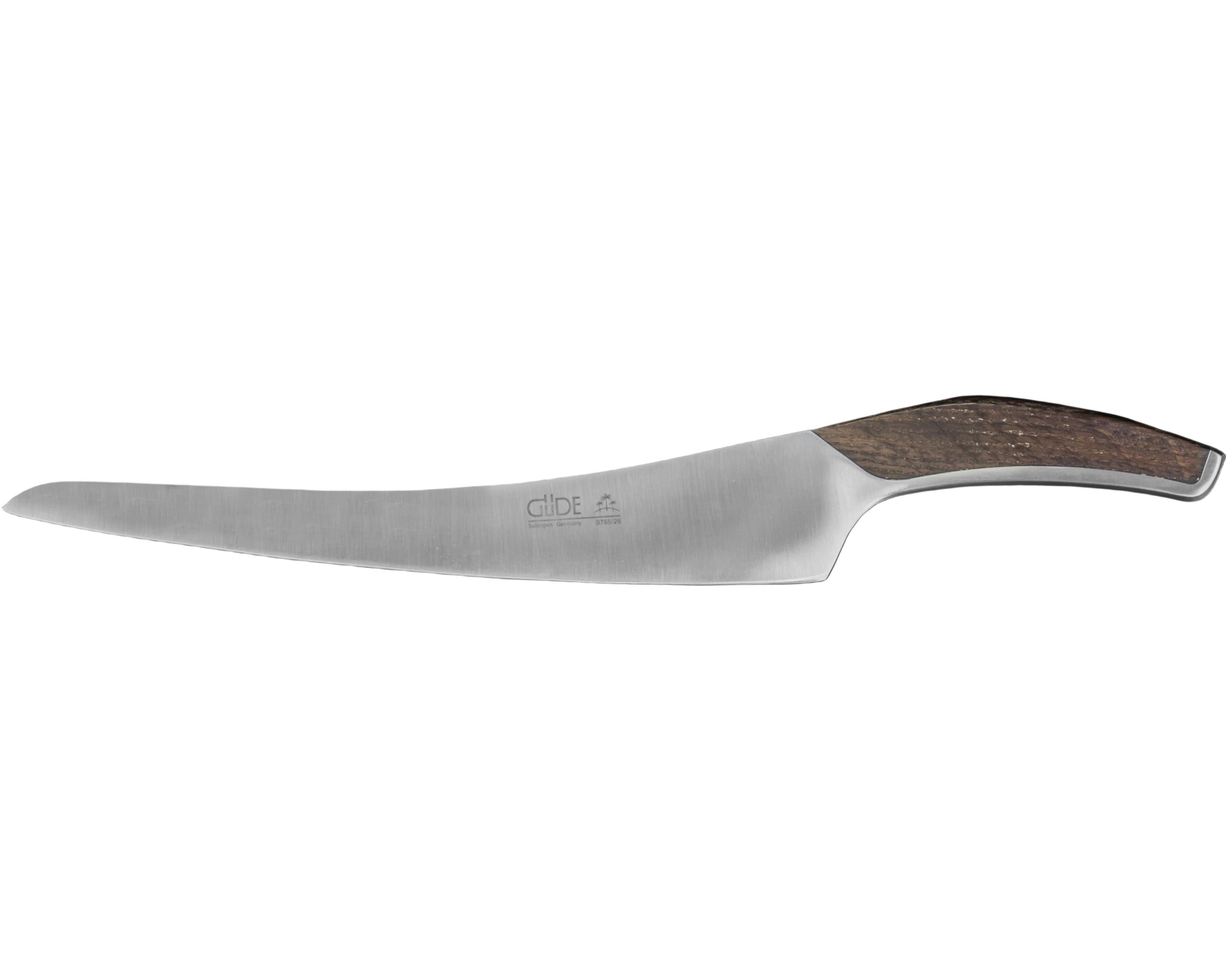 Güde SYNCHROS Carving Knife 10-in with smoked oak wood handle, hand-forged in Solingen, Germany