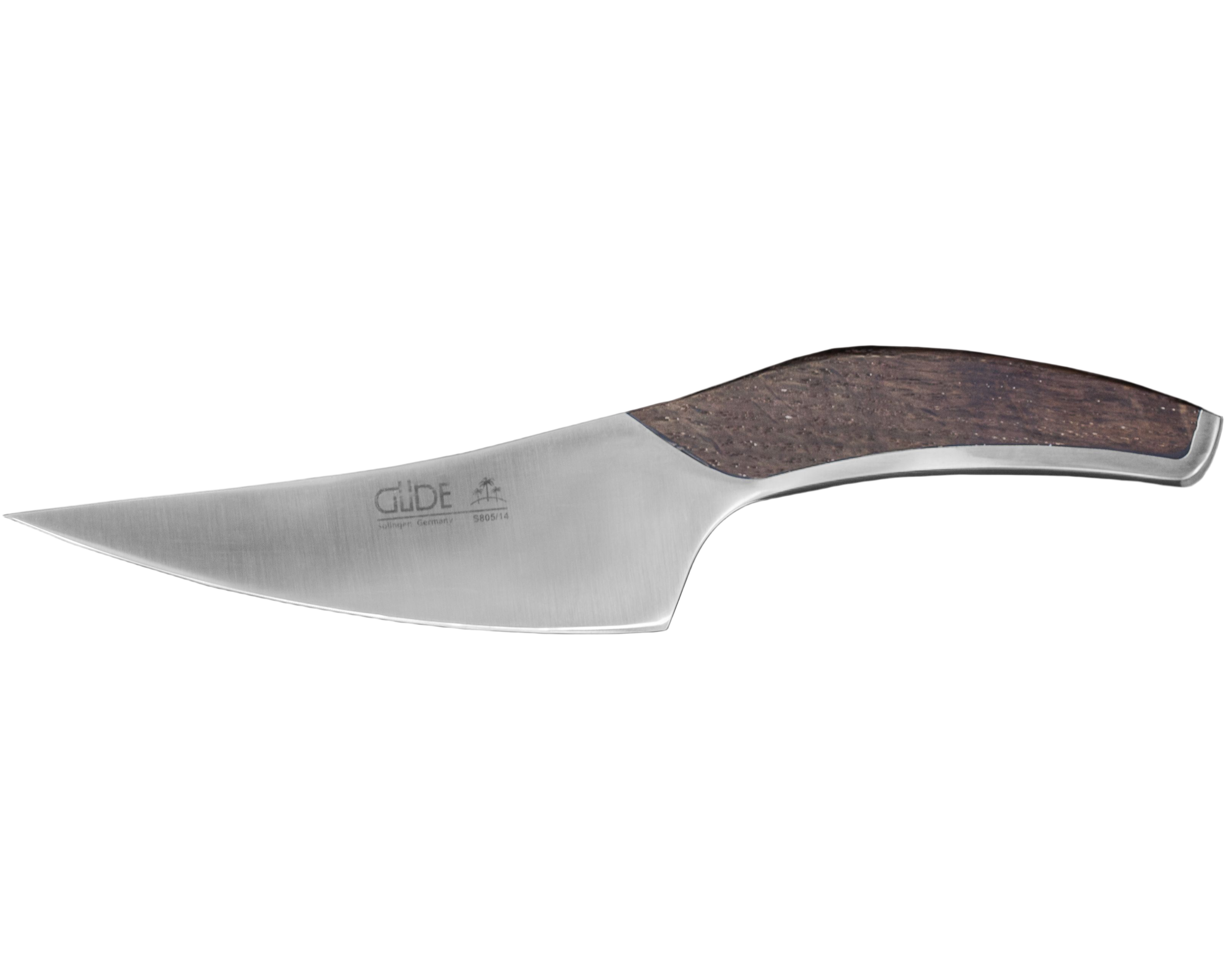 Güde SYNCHROS Utility Knife 5-in with smoked oak wood handle, hand-forged in Solingen, Germany