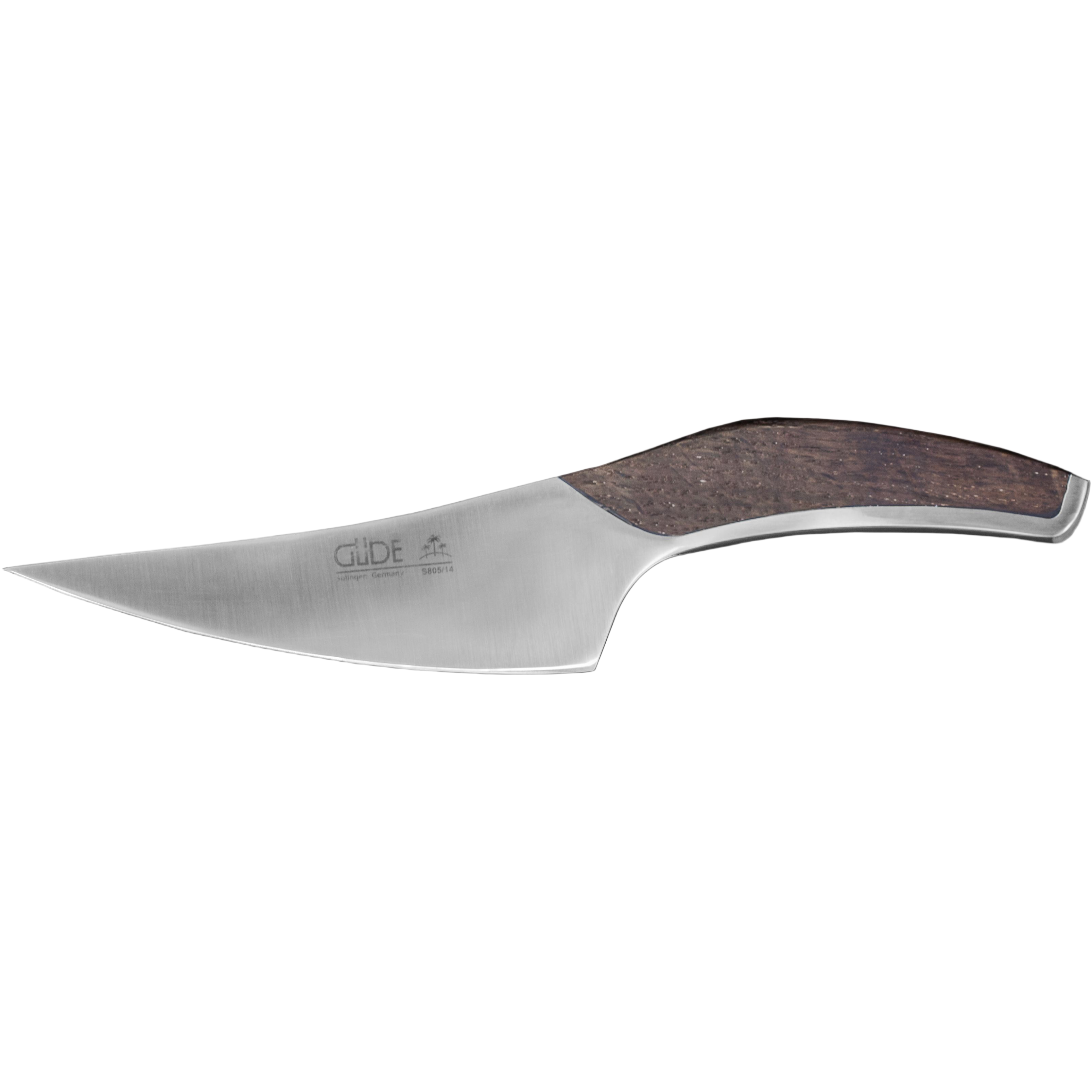 Güde SYNCHROS Utility Knife 5-in with smoked oak wood handle, hand-forged in Solingen, Germany