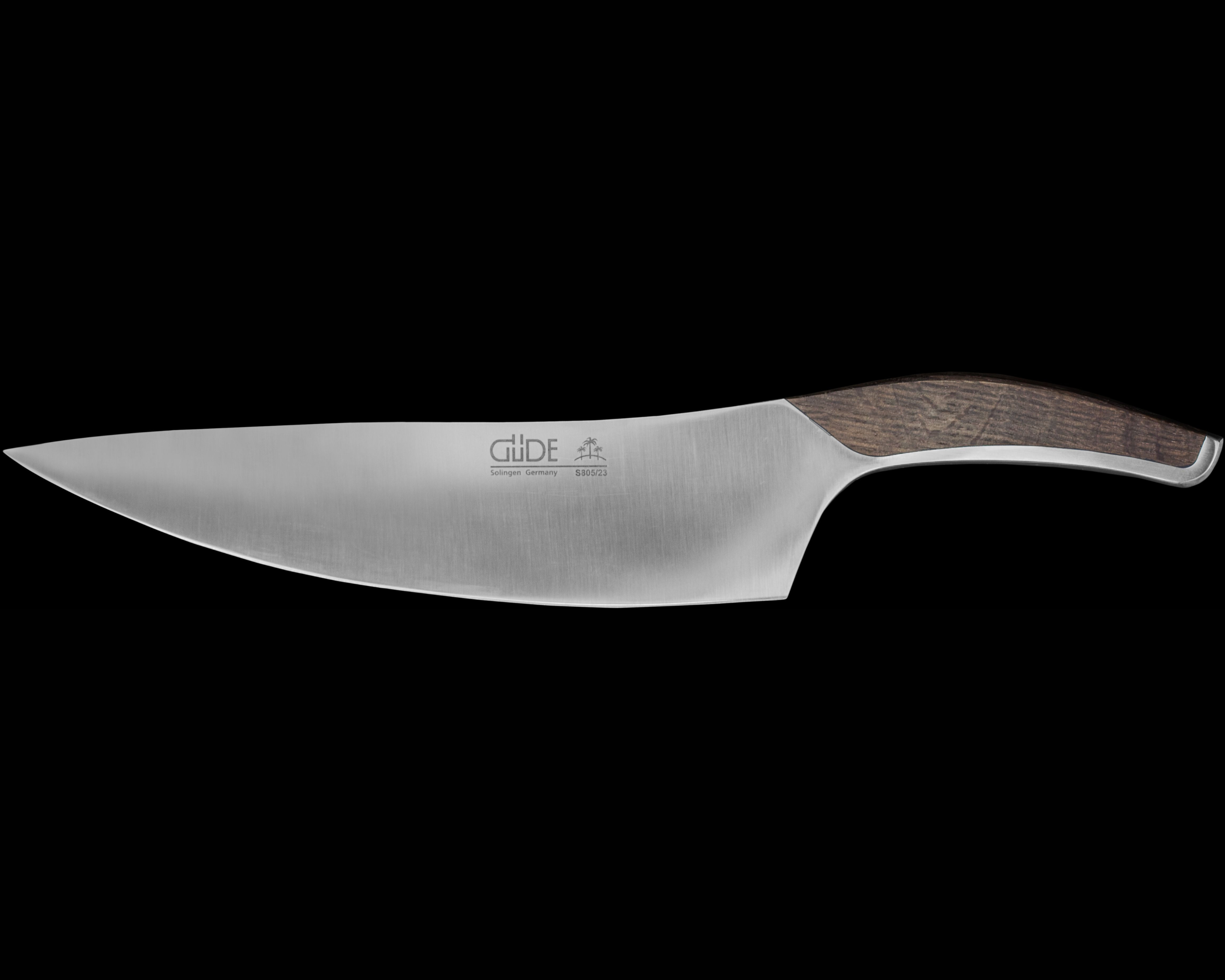 Gude Synchros Series Forged Chef's Knife 9", Flamed Oakwood Handle - GuedeUSA