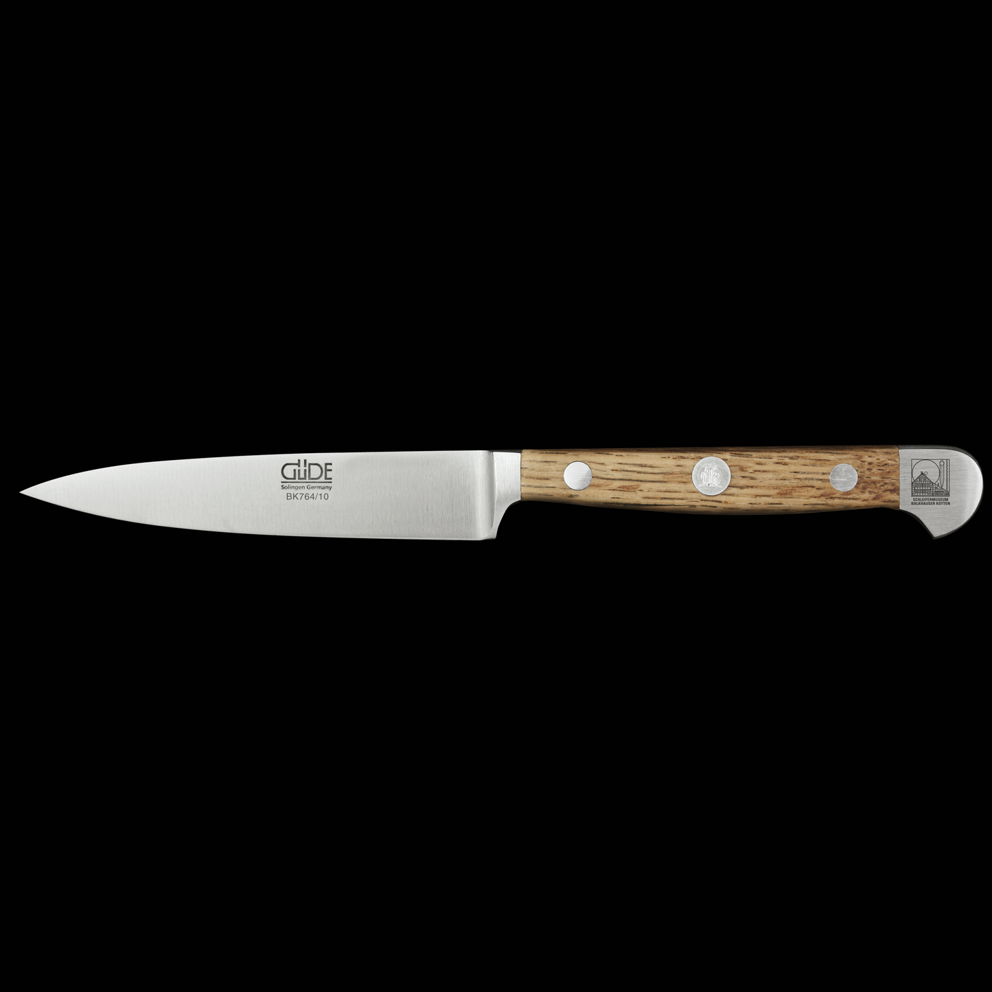 Gude Alpha Balkhauser Kotten Series Forged Double Bolster Paring Knife 4", Oak Wood Handle - GuedeUSA