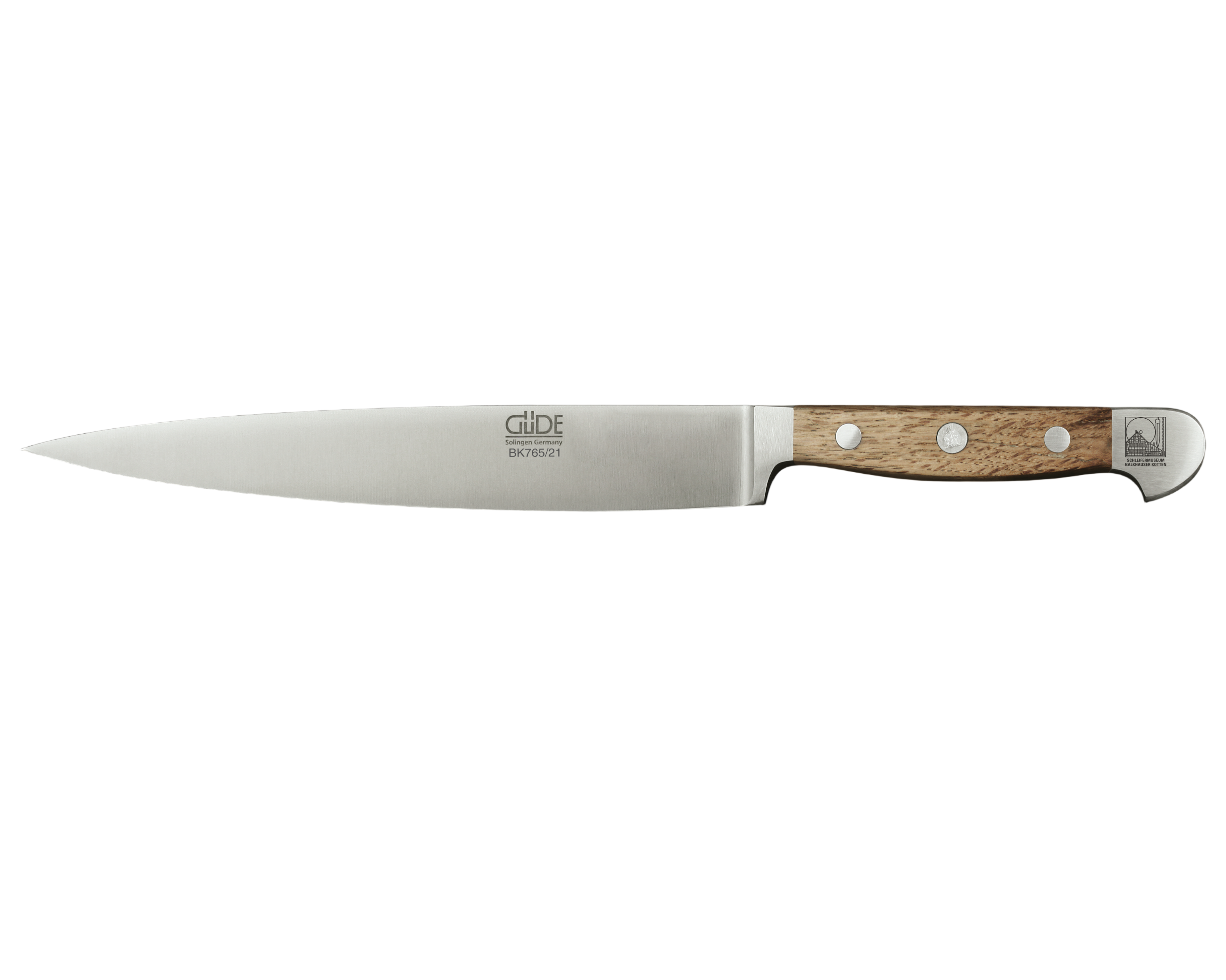 Güde Alpha BK Carving Knife 8-in with oak wood handle, hand-forged in Solingen, Germany