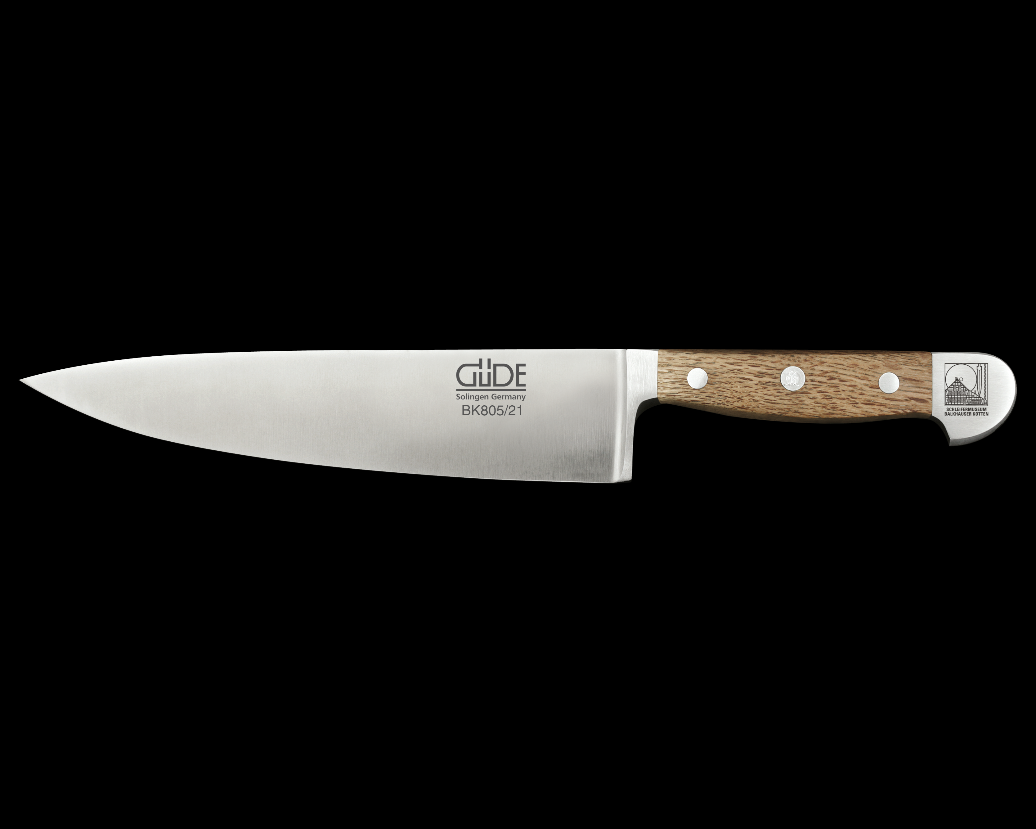 Gude Alpha Balkhauser Kotten Series Forged Double Bolster Chef's Knife, 8", Oak Wood Handle - GuedeUSA