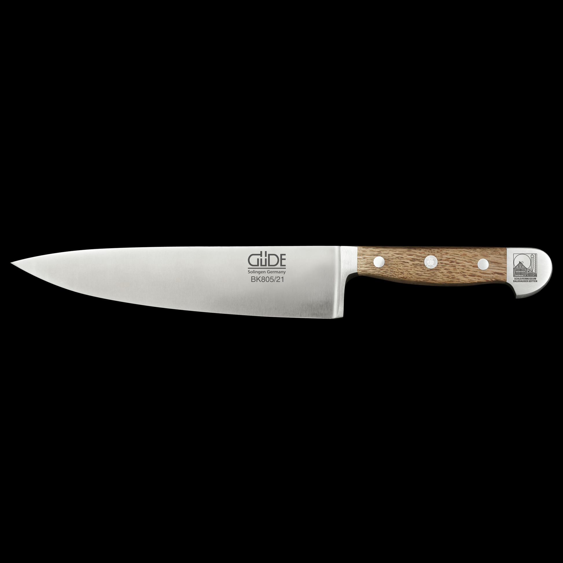 Gude Alpha Balkhauser Kotten Series Forged Double Bolster Chef's Knife, 8", Oak Wood Handle - GuedeUSA