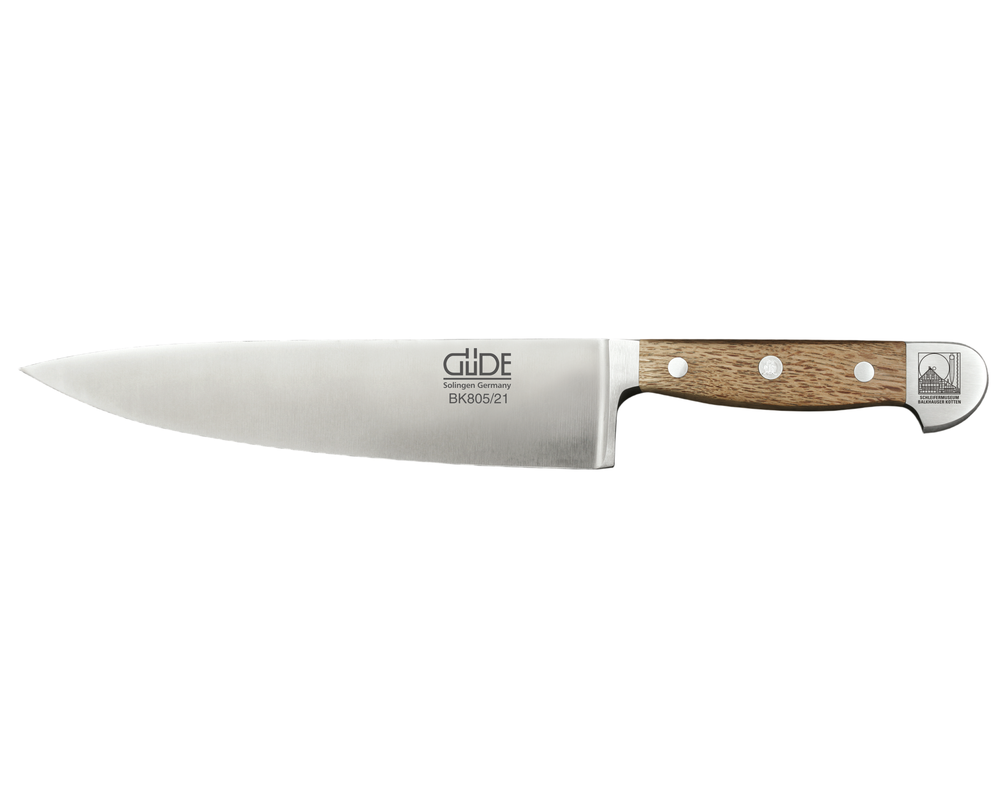Gude Alpha BK Series Forged Double Bolster Chef's Knife 8-in, Oak Wood Handle - Gude Shop USA