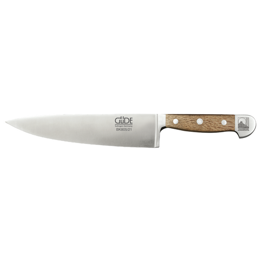Gude Alpha BK Series Forged Double Bolster Chef's Knife 8-in, Oak Wood Handle