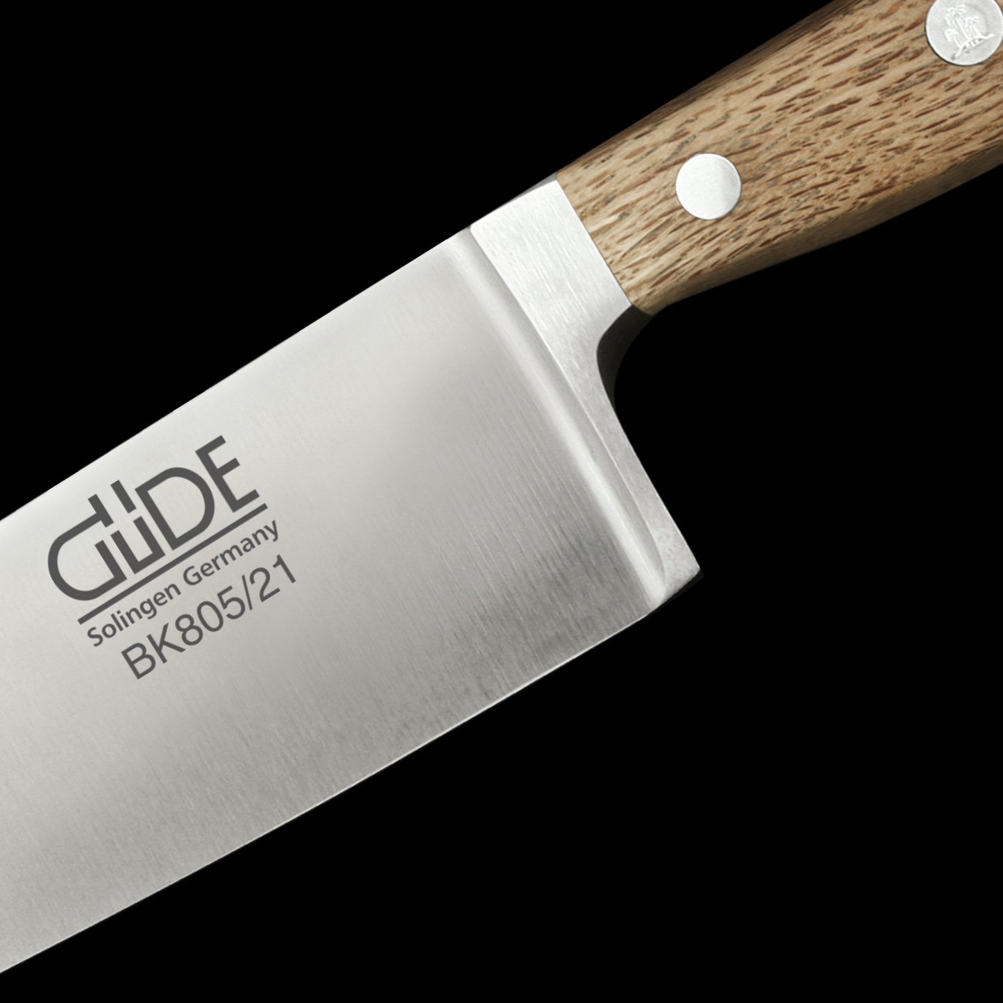 Gude Alpha Balkhauser Kotten Series Forged Double Bolster Chef's Knife, 8", Oak Wood Handle - GuedeUSA