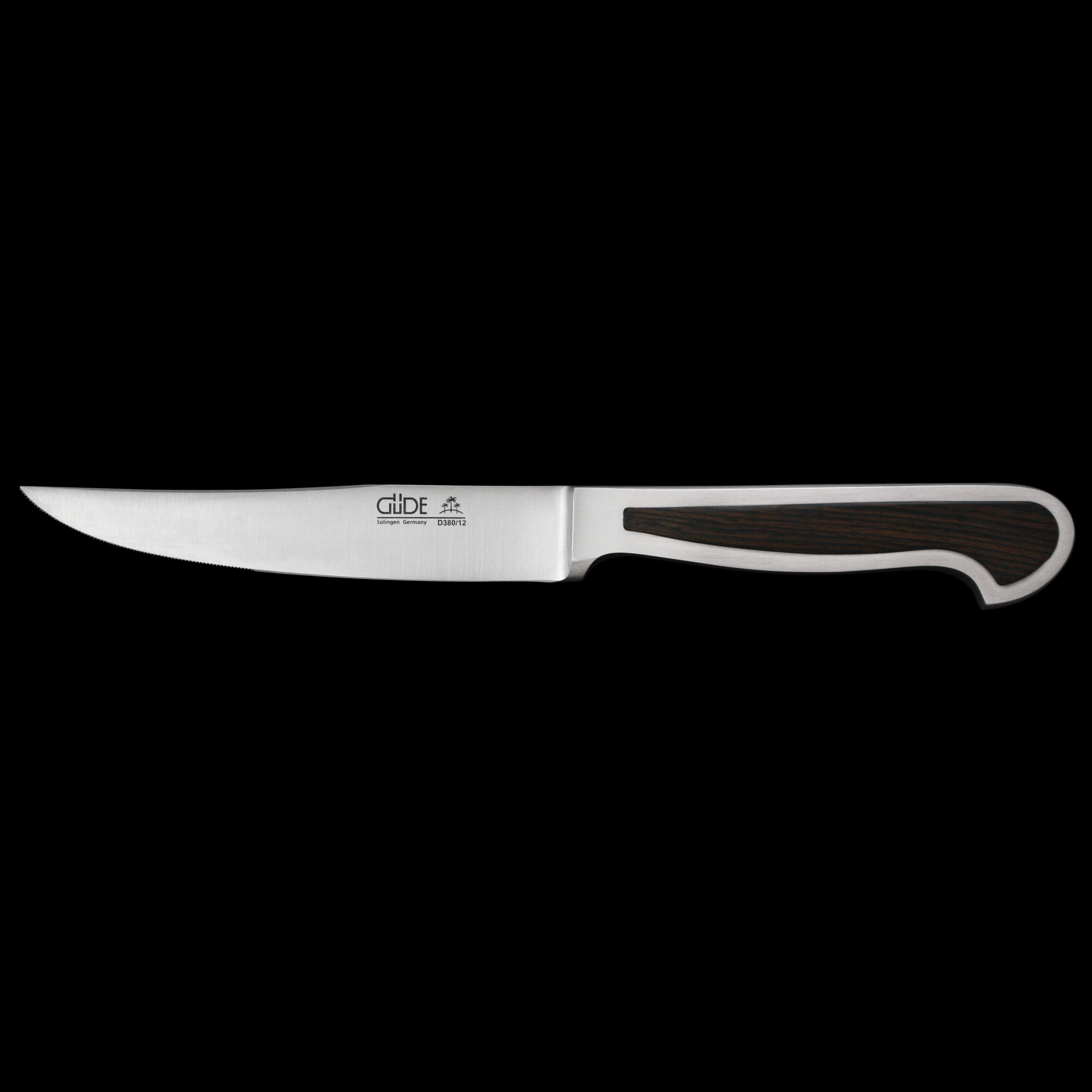 Gude Delta Series Forged Double Bolster Porterhouse Steak Knife 4 1/2,  African Black Wood Handle