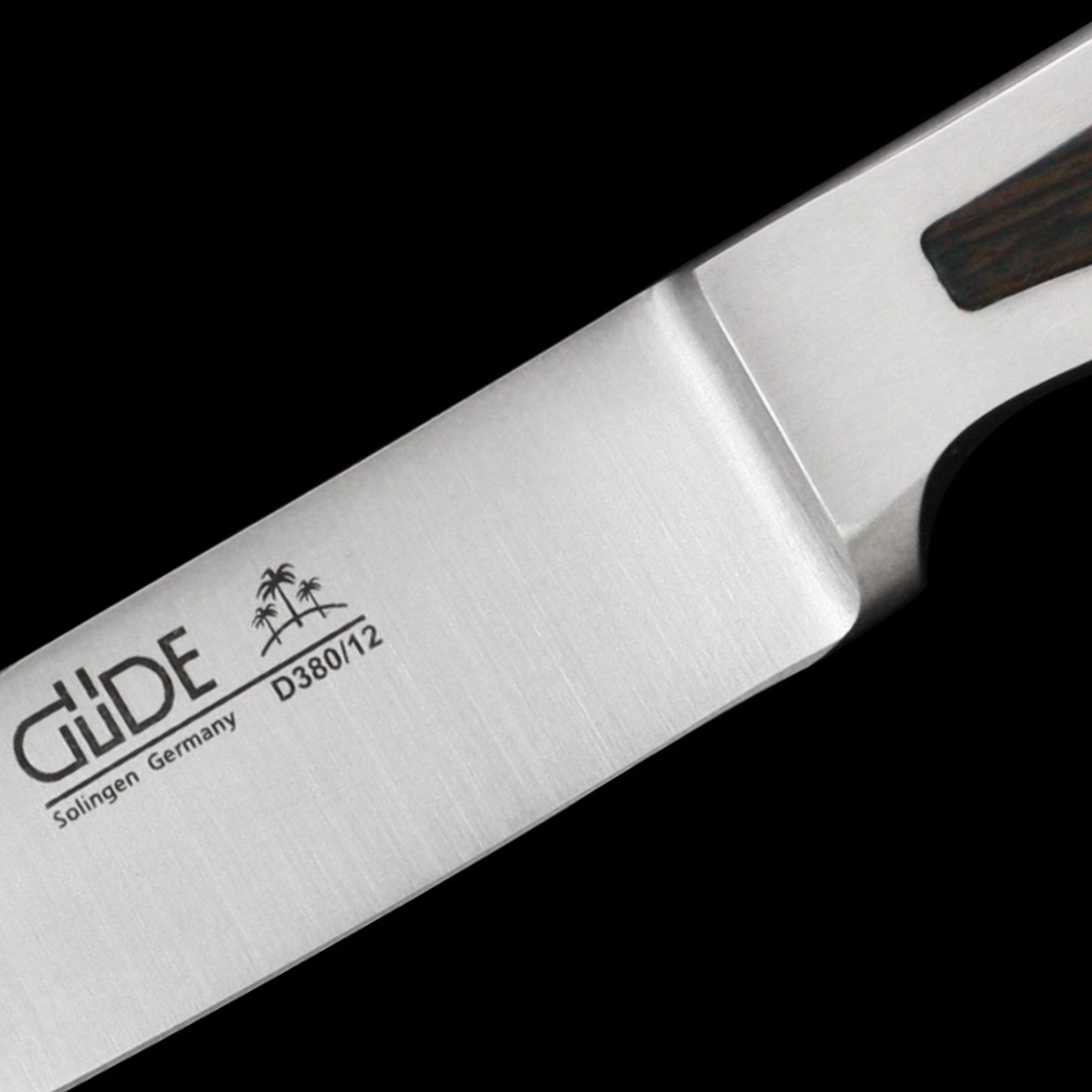 Güde Delta Series Porterhouse Steak Knife 4-1/2-inch, hand-wash African blackwood handle to preserve the natural grain