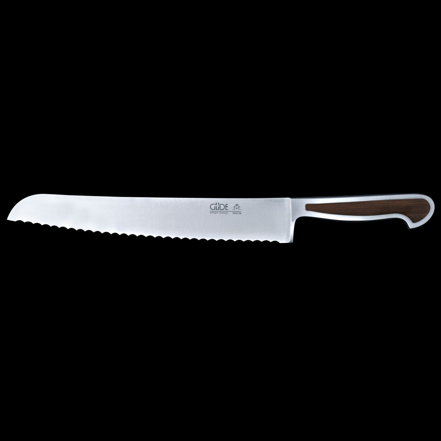 Gude Delta Series Forged Double Bolster Bread Knife 10", African Black Wood Handle and Serrated Blade - GuedeUSA