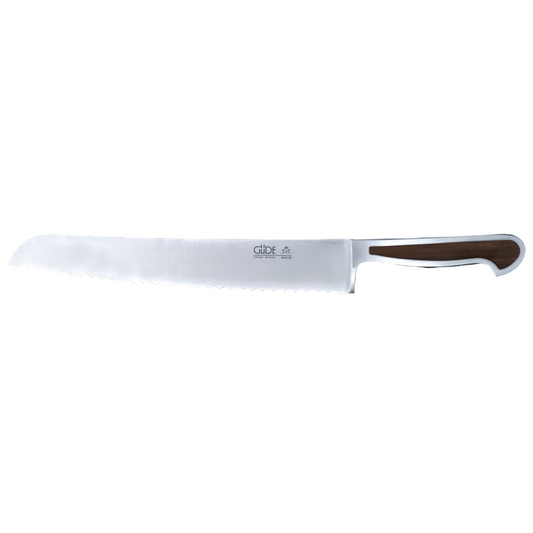 Gude Delta Series Forged Double Bolster Serrated Bread Knife 10-in, African Blackwood Handle
