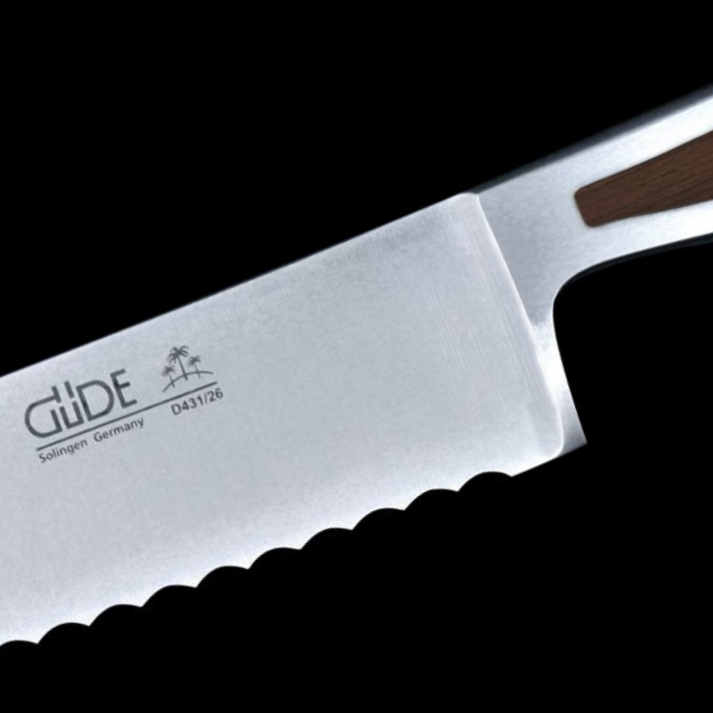 Gude Delta Series Forged Double Bolster Bread Knife 10", African Black Wood Handle and Serrated Blade - GuedeUSA