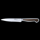 Gude Delta Series Forged Double Bolster Tomato Knife 5", African Black Wood Handle and Serrated Blade - GuedeUSA