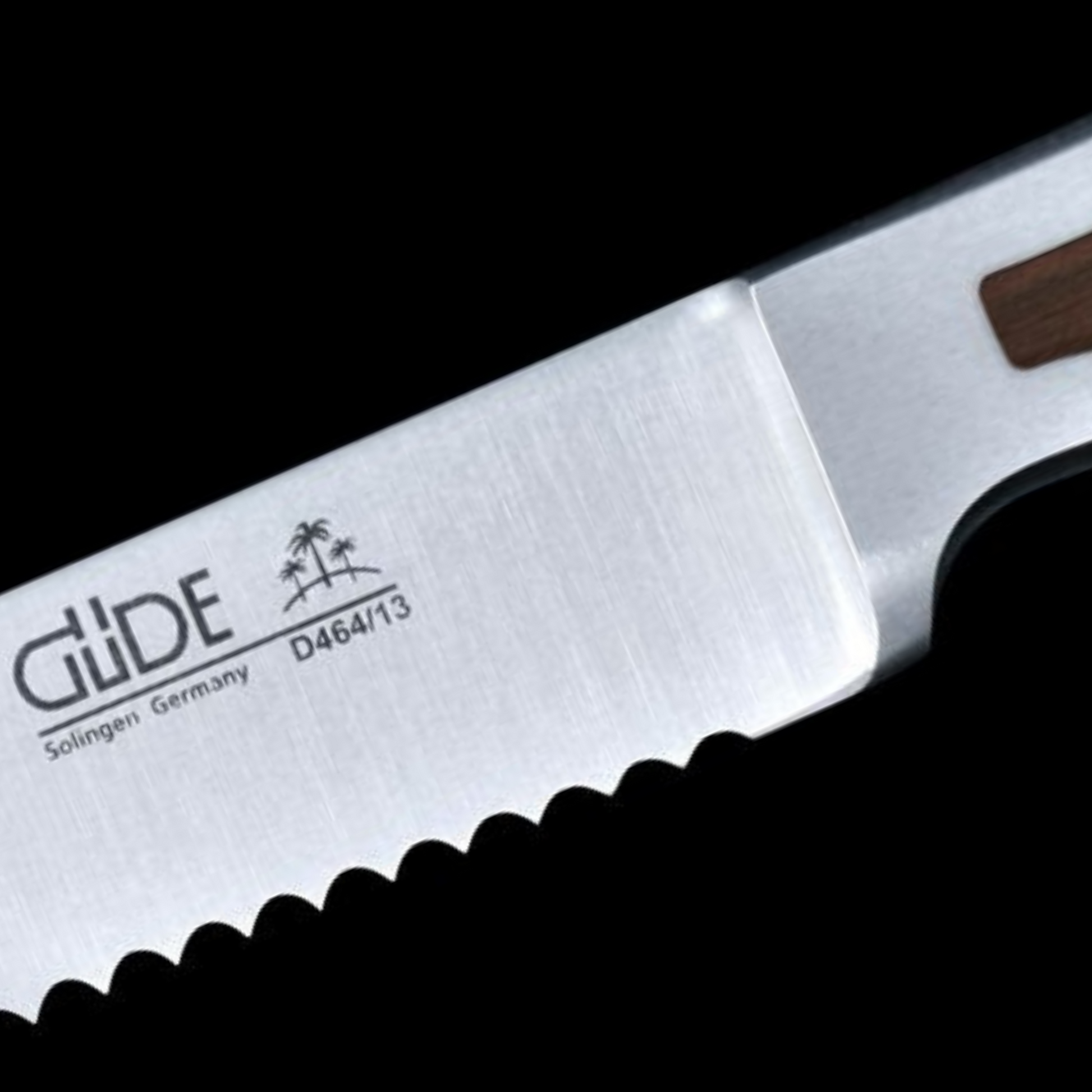 Gude Delta Series Forged Double Bolster Tomato Knife 5", African Black Wood Handle and Serrated Blade - GuedeUSA