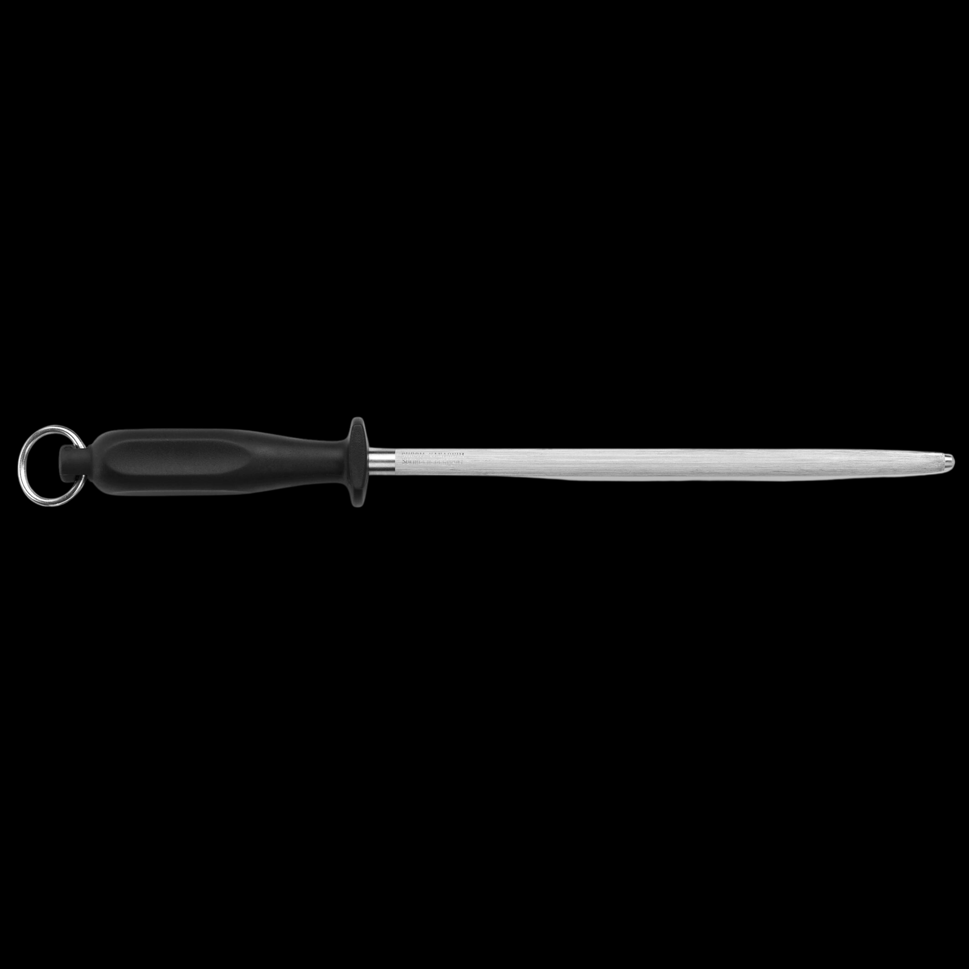 Güde Omikron Series 9-inch knife sharpening steel with black polyester handle