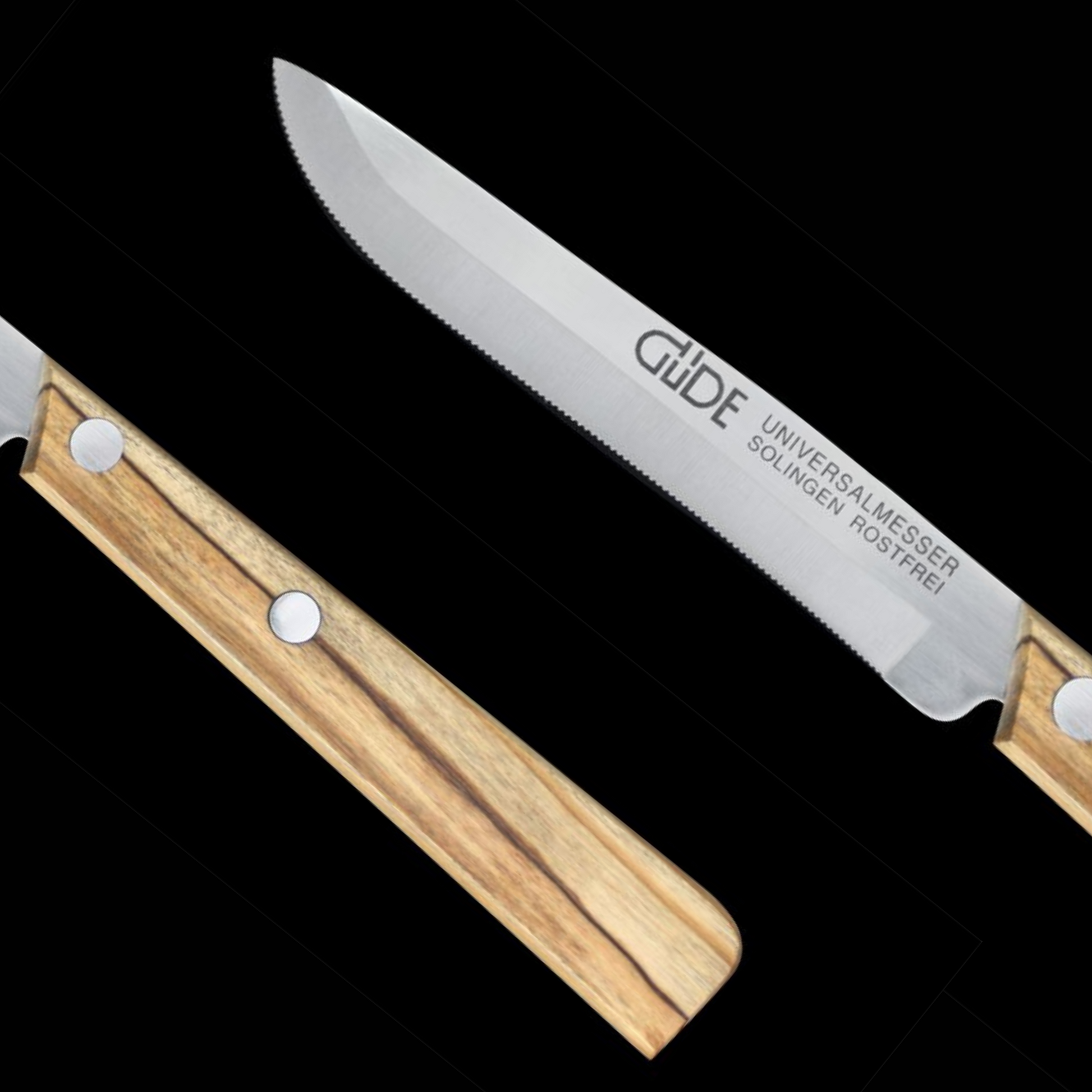 Gude Universal Knife Series 3", Olive Wood Handle and Serrated Blade - GuedeUSA
