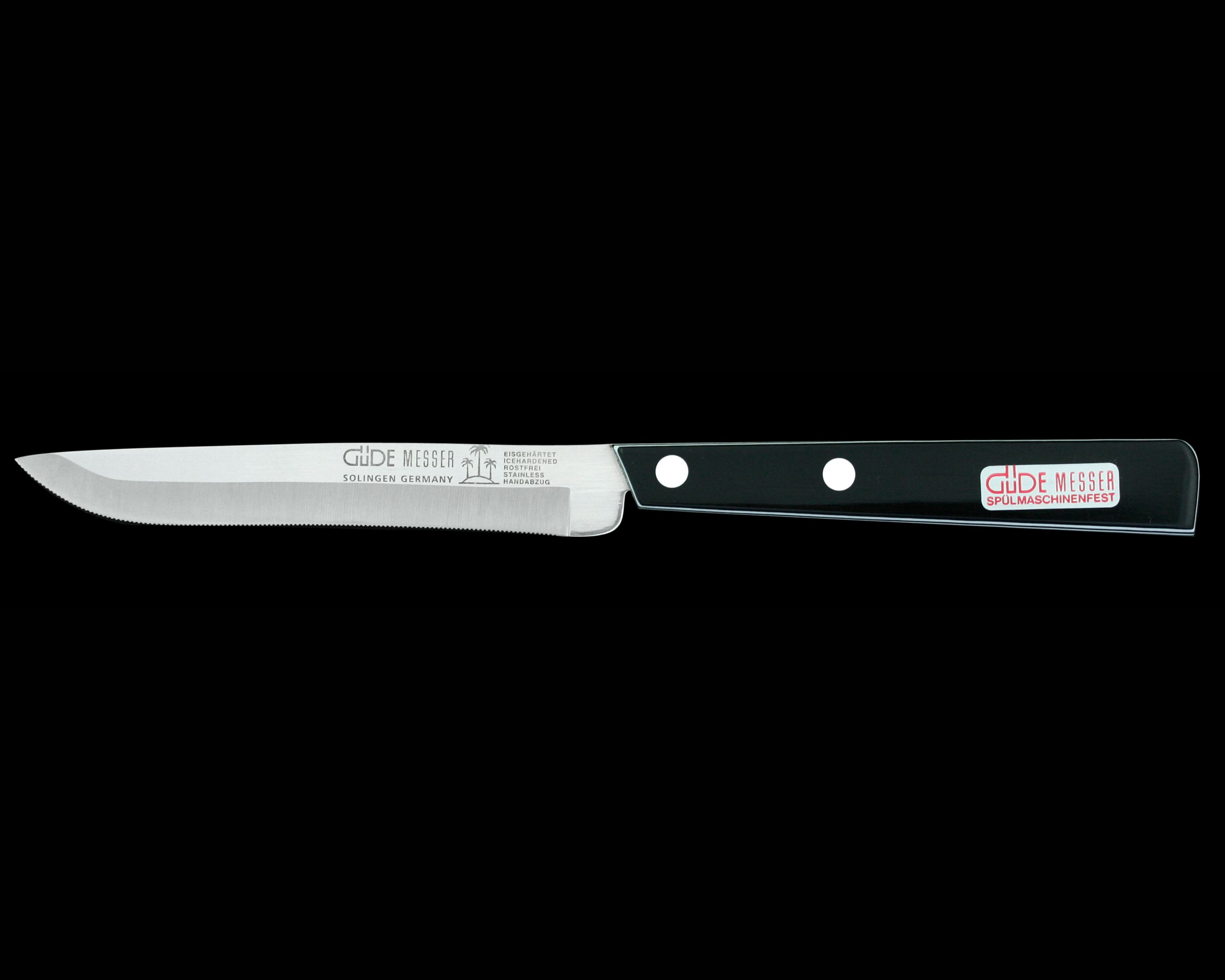 Gude Universal Knife Series 4", Black / White Hostaform Handle and Serrated Blade - GuedeUSA
