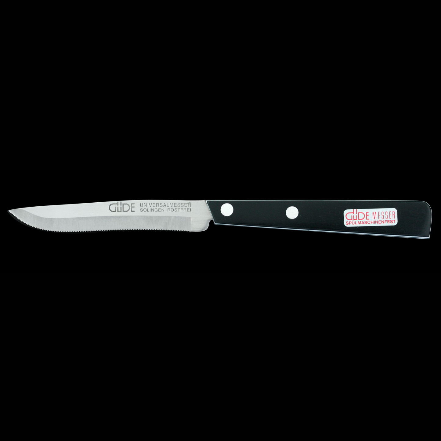 Gude Universal Knife Series 3", Black / White Hostaform Handle and Serrated Blade - GuedeUSA
