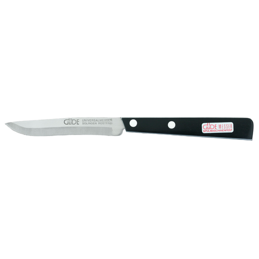 Gude Universal Series Utility Serrated Knife 4-in, Black / White Hostaform Handle
