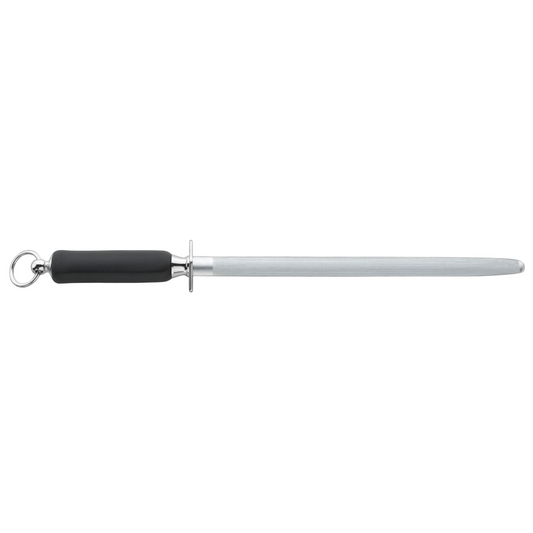 Gude Omikron Series Knife Sharpening Steel 12-1/2-in, Black Polymer Handle