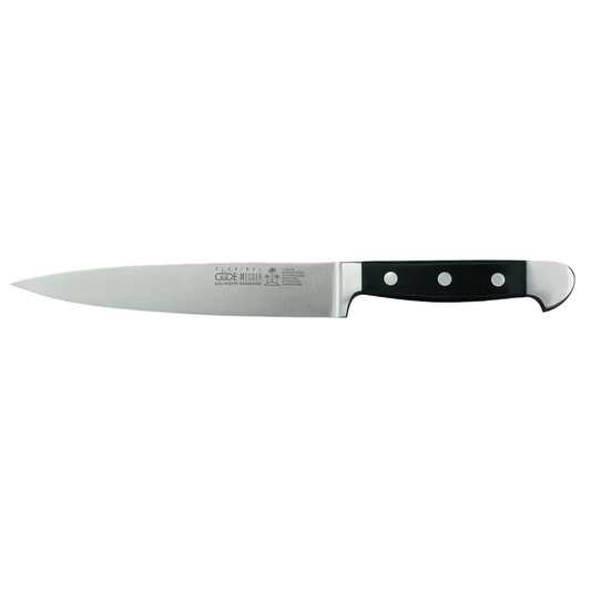 Gude Alpha Series Forged Double Bolster Flexible Fillet Knife 7-in, Black Hostaform Handle