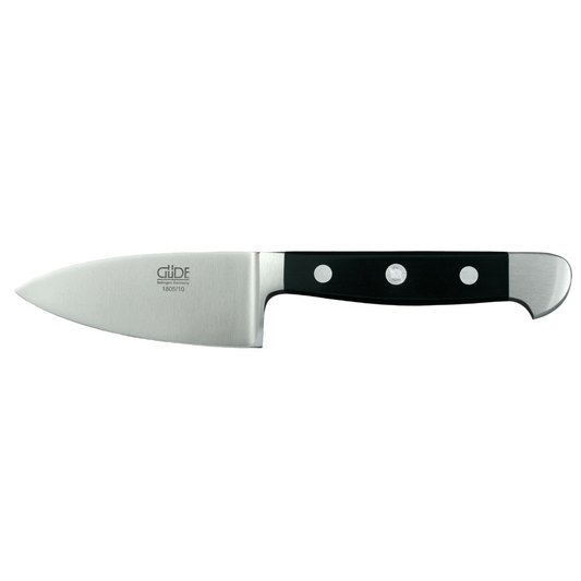 Gude Alpha Series Forged Double Bolster Hard Cheese Knife 3-in, Black Hostaform Handle