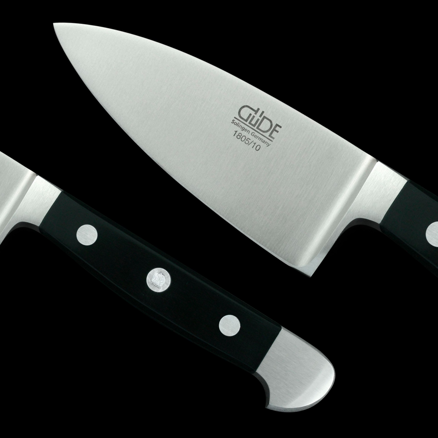 Gude Alpha Series Forged Double Bolster Hard Cheese Knife 3", Black Hostaform Handle - GuedeUSA
