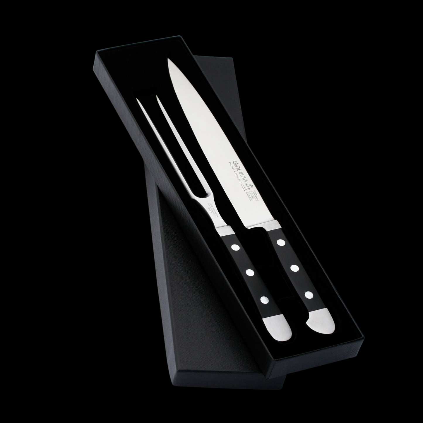 Gude Alpha Series 2pc Carving Set, Black Hostaform Handle - GuedeUSA