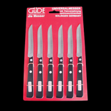 Gude Universal Knife Series 6pc set, Black / White Hostaform Handle and Serrated Blade - GuedeUSA