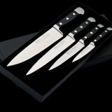 Güde Alpha Series 4-piece DeLuxe knife set with black Hostaform handles