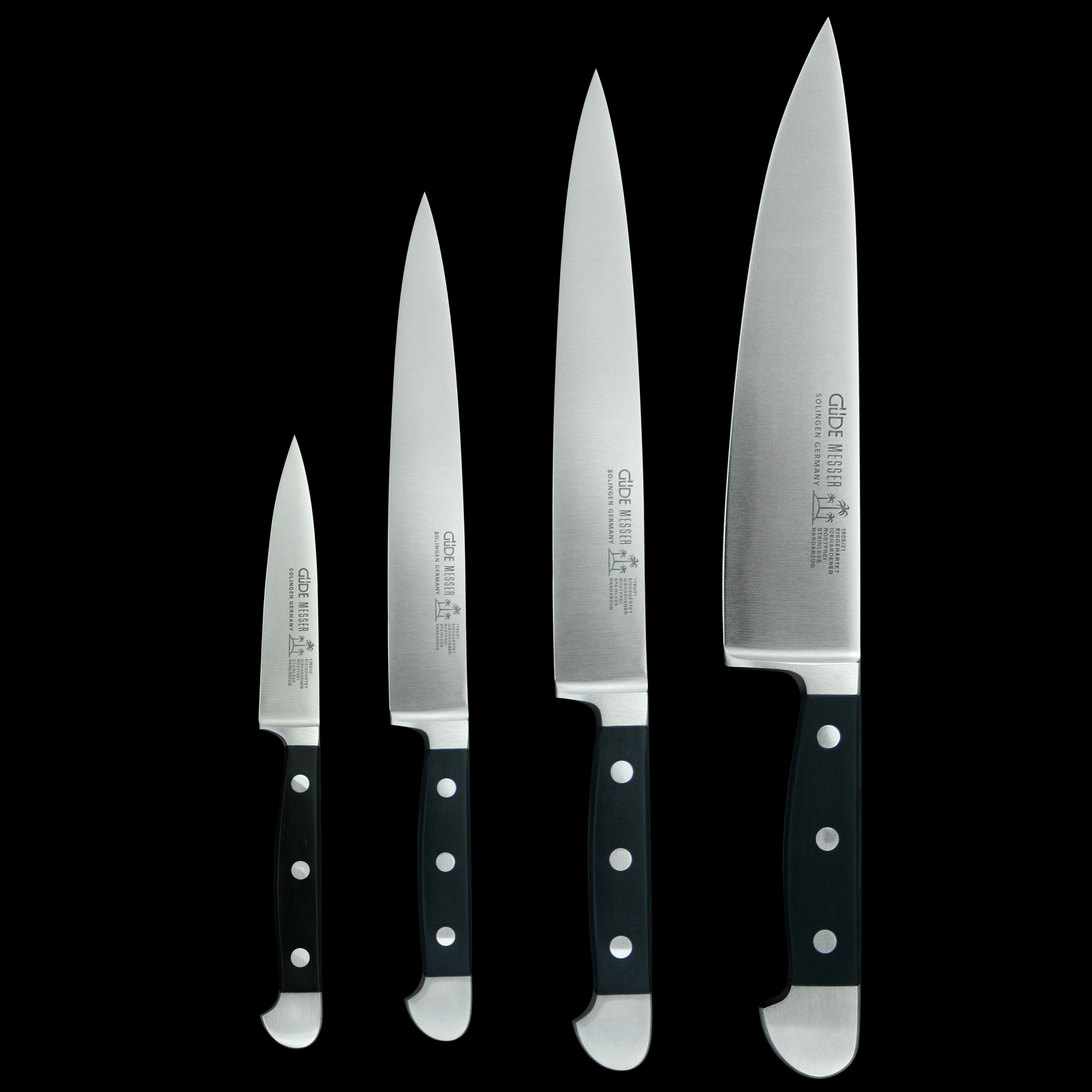 Güde Alpha Series 4-piece DeLuxe knife set, blades forged from single bars of high-carbon stainless steel