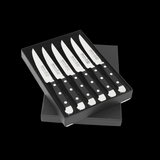 Gude Alpha Series 6pc Steak Knife Set, Black Hostaform Handle and Serrated Blade - GuedeUSA