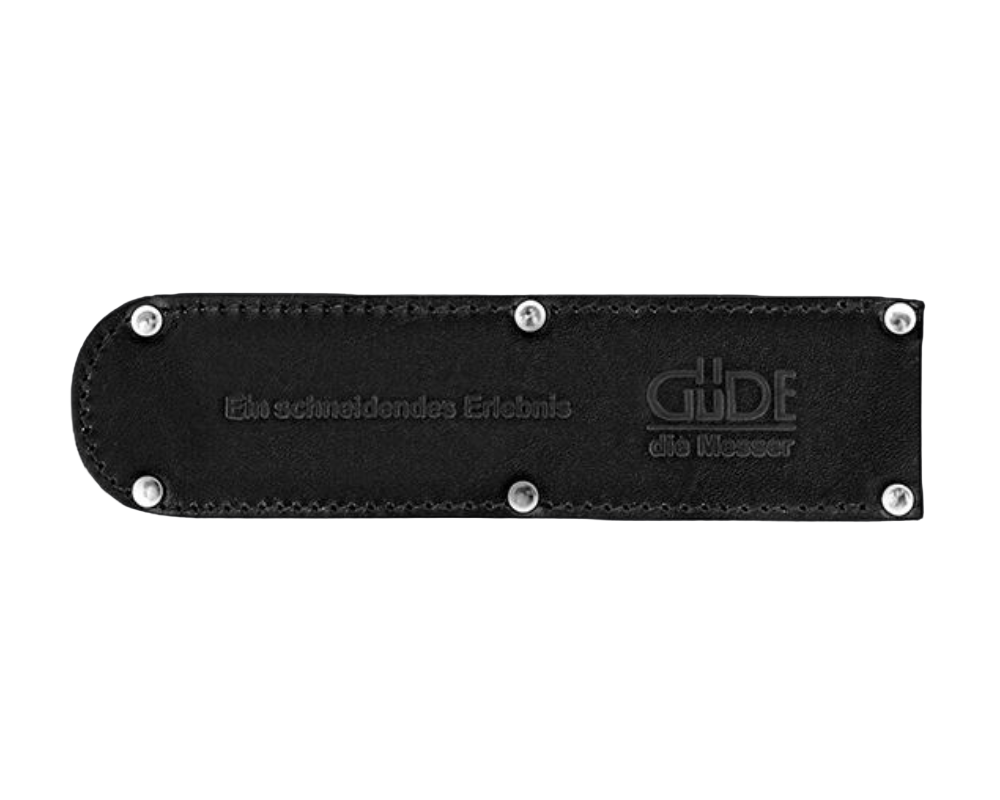 Güde leather sheath in tanned cowhide, a 6-in blade guard for paring and utility knives